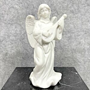 Partylite Angel, taper candle holder, playing the mandolin lute